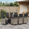 vidaXL Tuin eettafelset met kussen 9 pcs Beige poly rattan