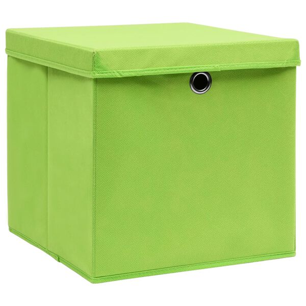 vidaXL Opbergboxen met deksel 10 st 28x28x28 cm groen