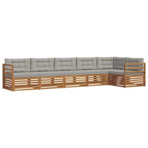 vidaXL Buiten bankenset met kussen 6 pcs Natuurlijk en Lichtgrijs