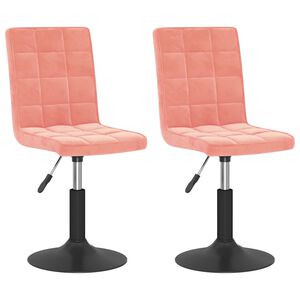 vidaXL Eetkamerstoelen draaibaar 2 st fluweel roze