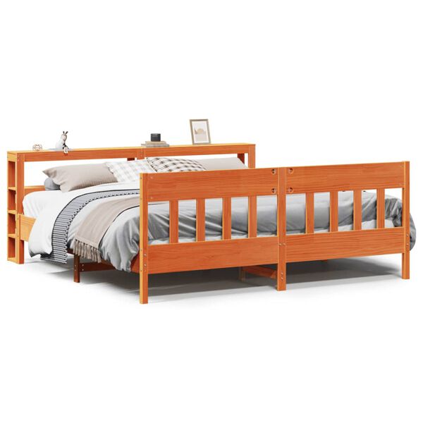 vidaXL Bedframe zonder matras massief grenenhout wasbruin 180x200 cm