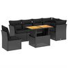 vidaXL 7-delige Loungeset met kussens poly rattan zwart