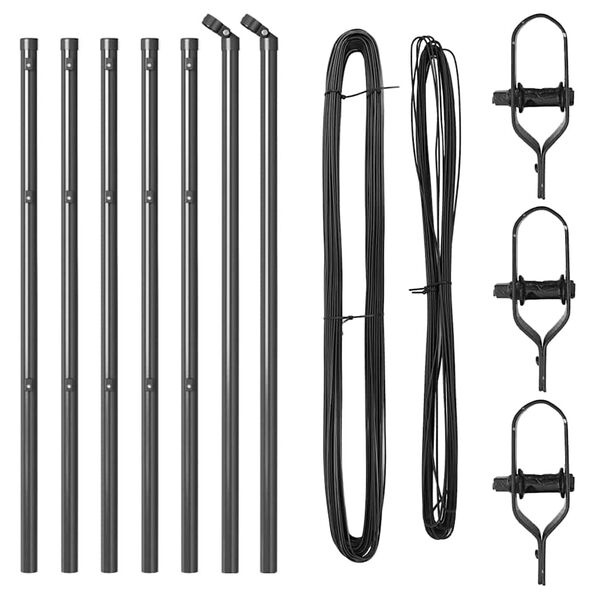 vidaXL Afrasteringspaal 7 pcs Grijs Staal