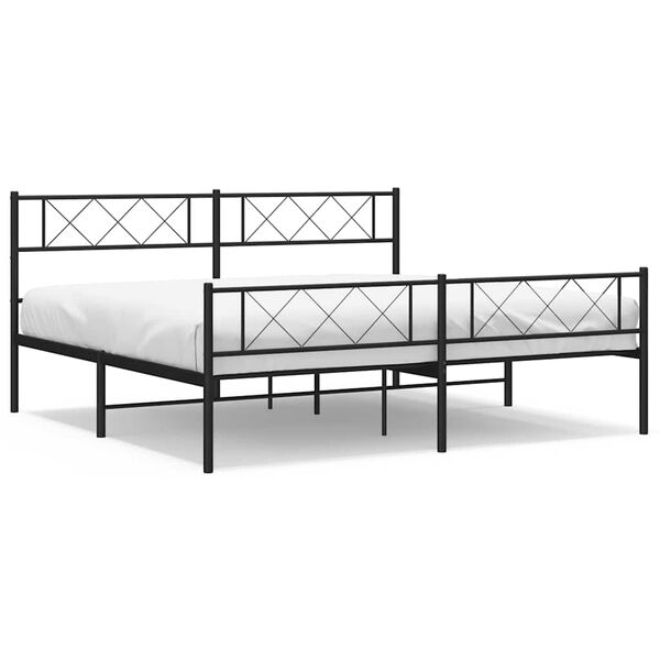vidaXL Bedframe met hoofd- en voeteneinde metaal zwart 193x203 cm