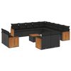 vidaXL 14-delige Loungeset met kussens poly rattan zwart