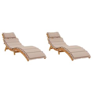 vidaXL Ligstoelen met kussens 2 st massief acaciahout taupe