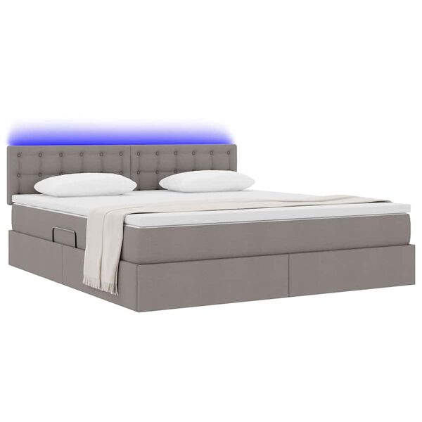 vidaXL Opbergbed met LED met matras Taupe 160 x 200 cm Polyester
