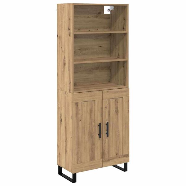 vidaXL Hoge kast Artisan Eiken 69,5 x 34 x 180 cm Bewerkt hout
