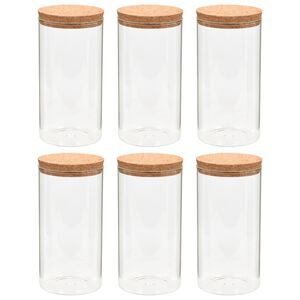 vidaXL Opbergpotten met kurken deksel 6 st 1400 ml glas