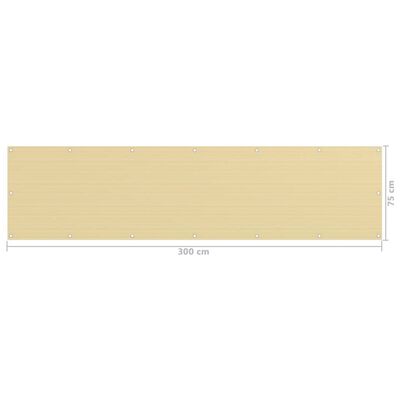 vidaXL Balkonscherm 75x300 cm HDPE beige