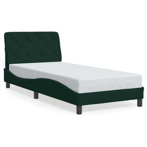 vidaXL Bedframe zonder matras 90x200 cm fluweel donkergroen
