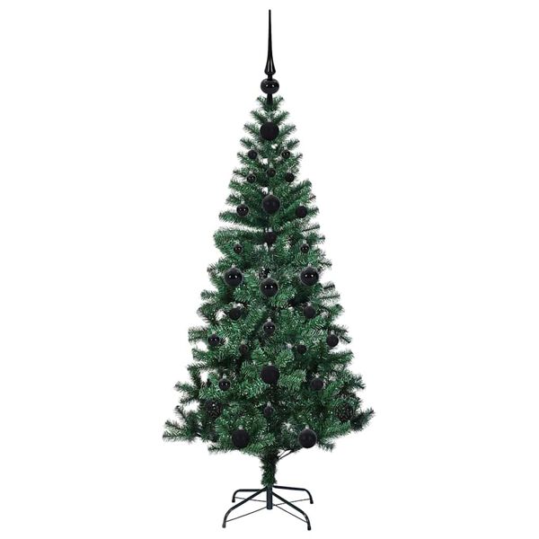 vidaXL Kunstmatig Voorverlicht Kerstboom Groen 120 cm PVC en Metaal