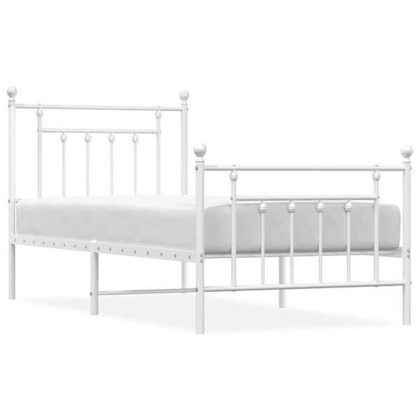 vidaXL Bedframe met hoofd- en voeteneinde metaal wit 90x200 cm