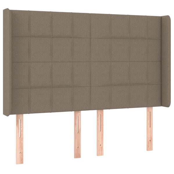 vidaXL Hoofdbord met randen 147x16x118/128 cm stof taupe