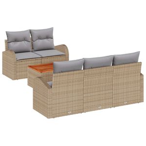 vidaXL Tuinbankenset met opslag 6 pcs Beige en Licht Grijs poly rattan