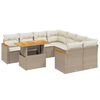vidaXL 9-delige Loungeset met kussens poly rattan beige