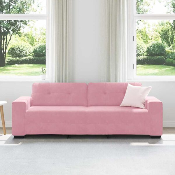 vidaXL | 3-Zits Sofa | met kussen Roze Fluweel