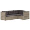 vidaXL 4-delige Loungeset met kussens poly rattan grijs