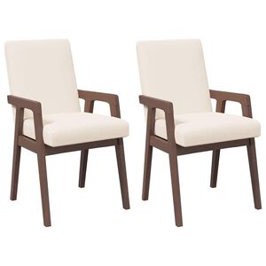 vidaXL Eetkamerstoelen met kussens 2 stuks bruin massief hout rubber