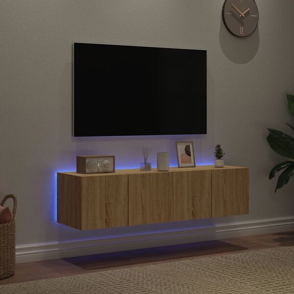 vidaXL Tv-wandmeubelen met LED 2 st 60x35x31 cm sonoma eikenkleurig