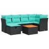 vidaXL 7-delige Loungeset met kussens poly rattan zwart