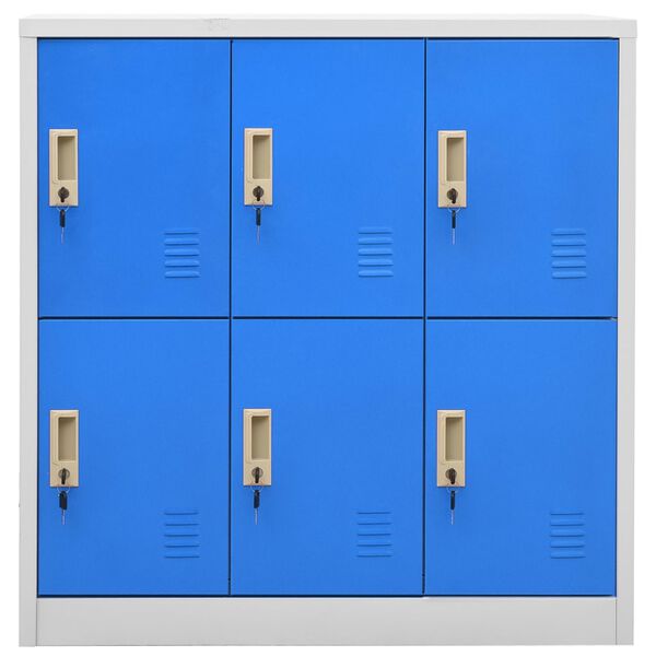 vidaXL Lockerkasten 5 st 90x45x92,5 cm staal lichtgrijs en blauw