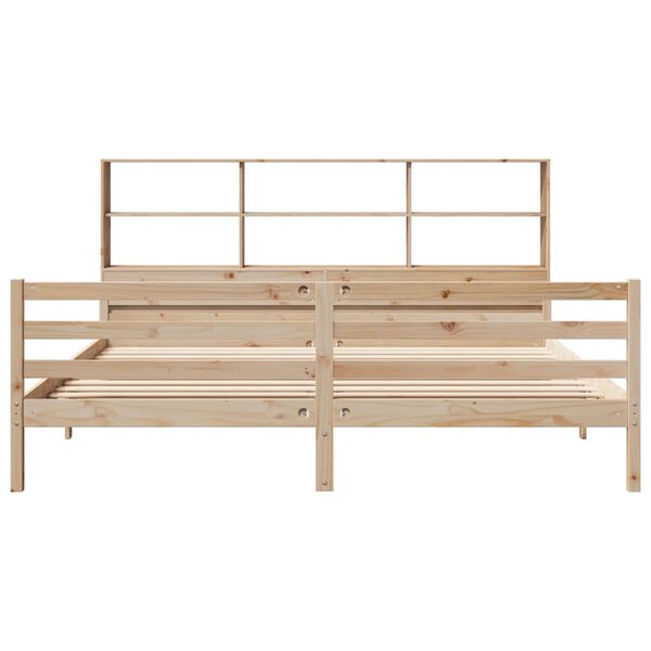 vidaXL Bed met boekenkast zonder matras massief grenenhout 200x200 cm