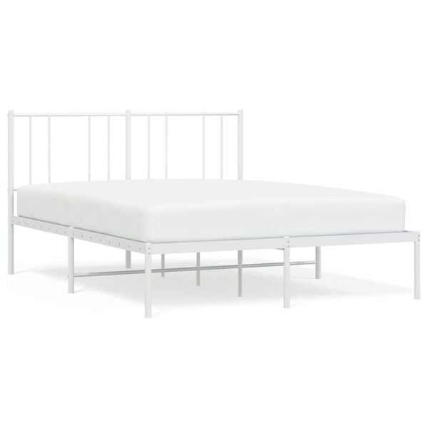 vidaXL Bedframe met hoofdbord metaal wit 140x200 cm