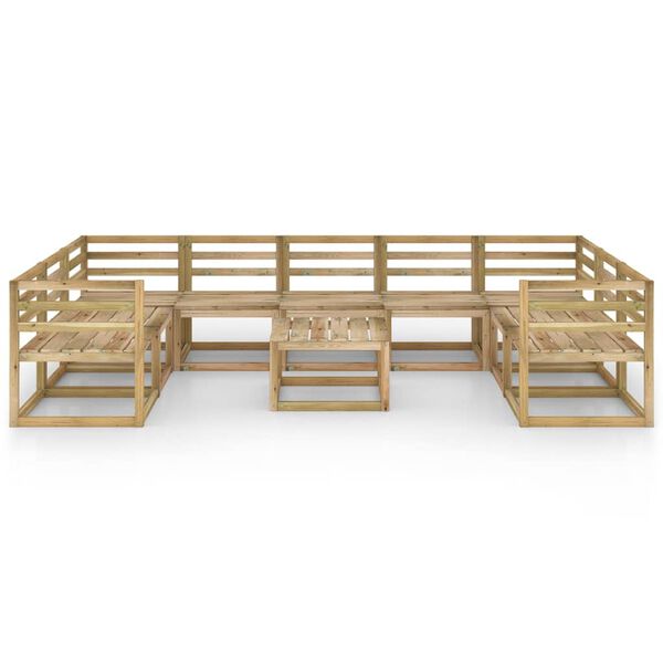 vidaXL 10-delige Loungeset groen ge&iuml;mpregneerd grenenhout