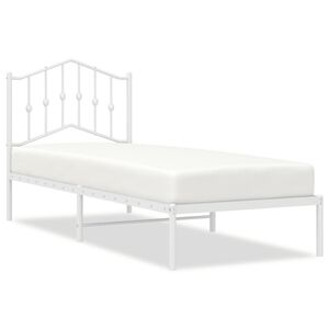 vidaXL Bedframe met hoofdbord zonder matras metaal wit 75x190 cm