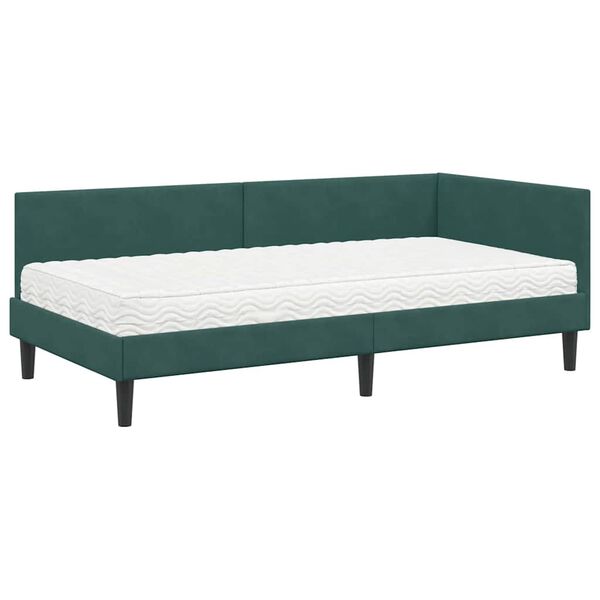 vidaXL Hoekbedframe met Matras Anders 2 pcs Groen Fluweel