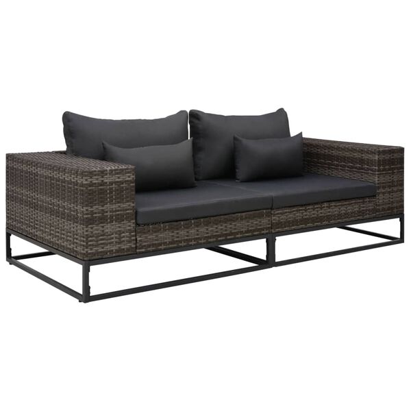 vidaXL 2-delige Loungeset met kussens poly rattan grijs