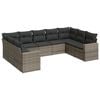 vidaXL 9-delige Loungeset met kussens poly rattan grijs