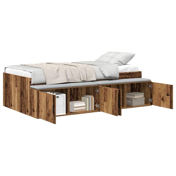 vidaXL Bedframe met lade met opslag Oud Hout 90 x 190 cm Bewerkt hout
