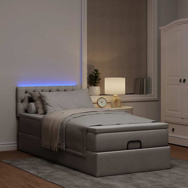 vidaXL Ottoman bed met matras en LED's 90x190cm stof taupe