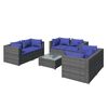 vidaXL 7-delige Loungeset met kussens poly rattan grijs
