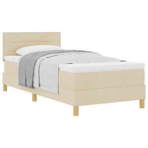 vidaXL Boxspringbed met matras met hoofdeinde Cr&egrave;me 80 x 200 cm Stof