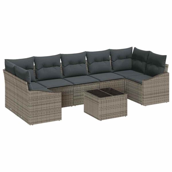 vidaXL Bankstel met kussen Grijs 55 x 55 x 37 cm poly rattan