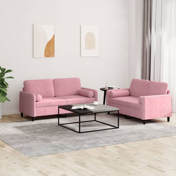 vidaXL 2-delige Loungeset met kussens fluweel roze
