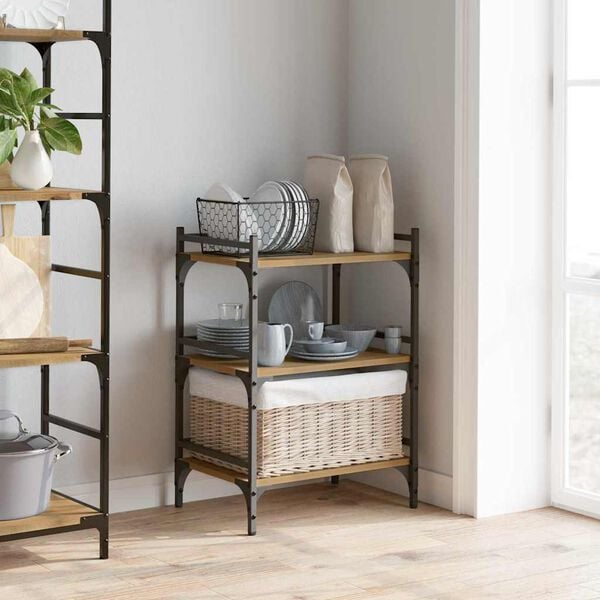 vidaXL Keuken Trolley Artisan Eiken 50 x 35 x 75.5 cm Bewerkt hout