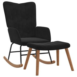 vidaXL Schommelstoel met voetenbank fluweel zwart