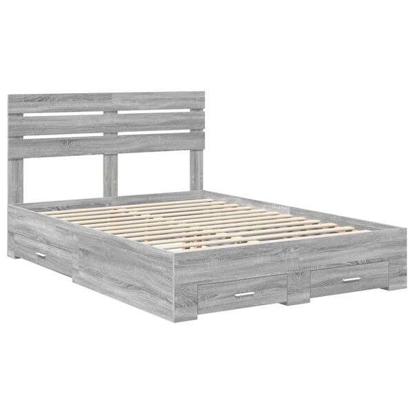 vidaXL Bedframe met lade met hoofdeinde met opslag Bewerkt hout