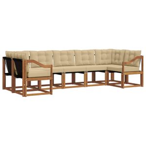 vidaXL Buiten bankenset met kussen 7 pcs Natuurlijk en Beige