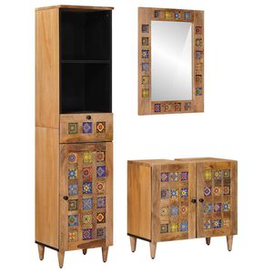 vidaXL Badkamermeubelset met lade 3 pcs Naturel Massief Mango Hout