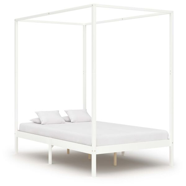 vidaXL Hemelbedframe met 2 lades massief grenenhout wit 140x200 cm