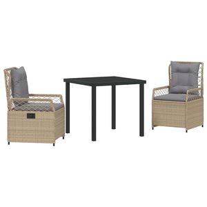 vidaXL Tuin eettafelset 3 pcs Beige en Licht Grijs poly rattan