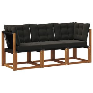 vidaXL Outdoor Midden- en Hoeksalon met kussen 3 Stuk Naturel