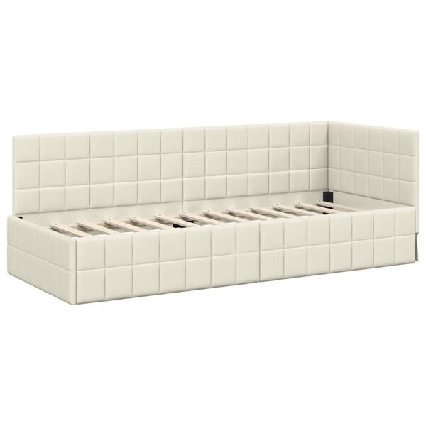 vidaXL Hoekbedframe met hoofdeinde Cr&egrave;me 80 cm x 200 cm Fluweel