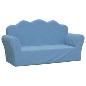 vidaXL Kinderbank 2-zits zacht pluche blauw