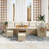 vidaXL Tuin Sofa Set met kussen met opslag Beige Poly riet